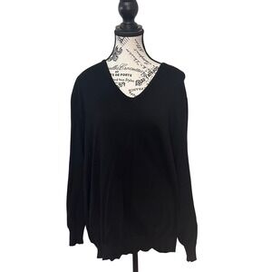 Love Ellie‎ V-Neck Sweater Criss Cross Back Pullover Knit Top Black 3X